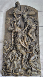 Hot Cast Bronze Wall Hanging Mounted Art Plaque The Cavalry Crucifixion of Jesus Christ