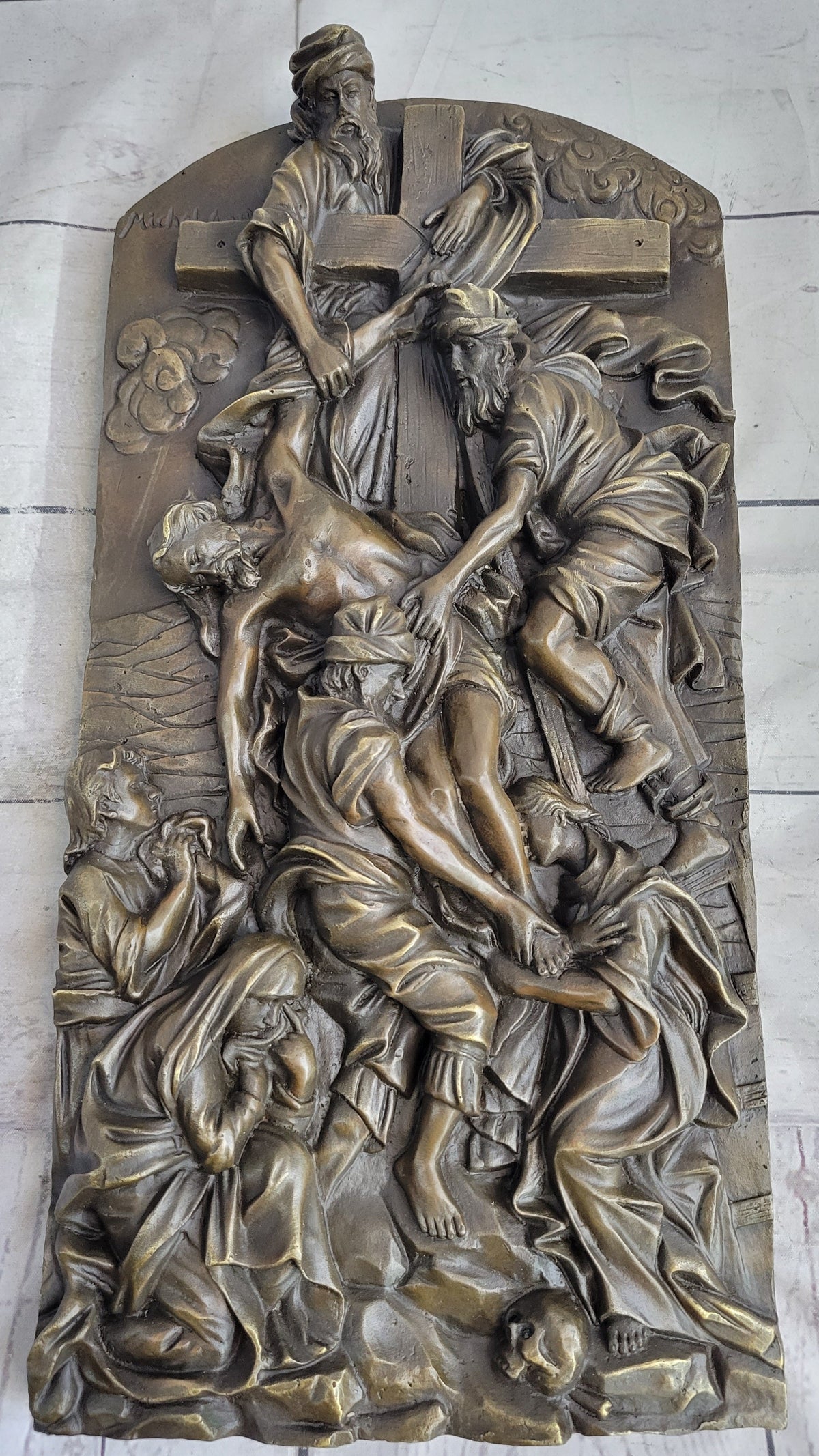 Hot Cast Bronze Wall Hanging Mounted Art Plaque The Cavalry Crucifixion of Jesus Christ