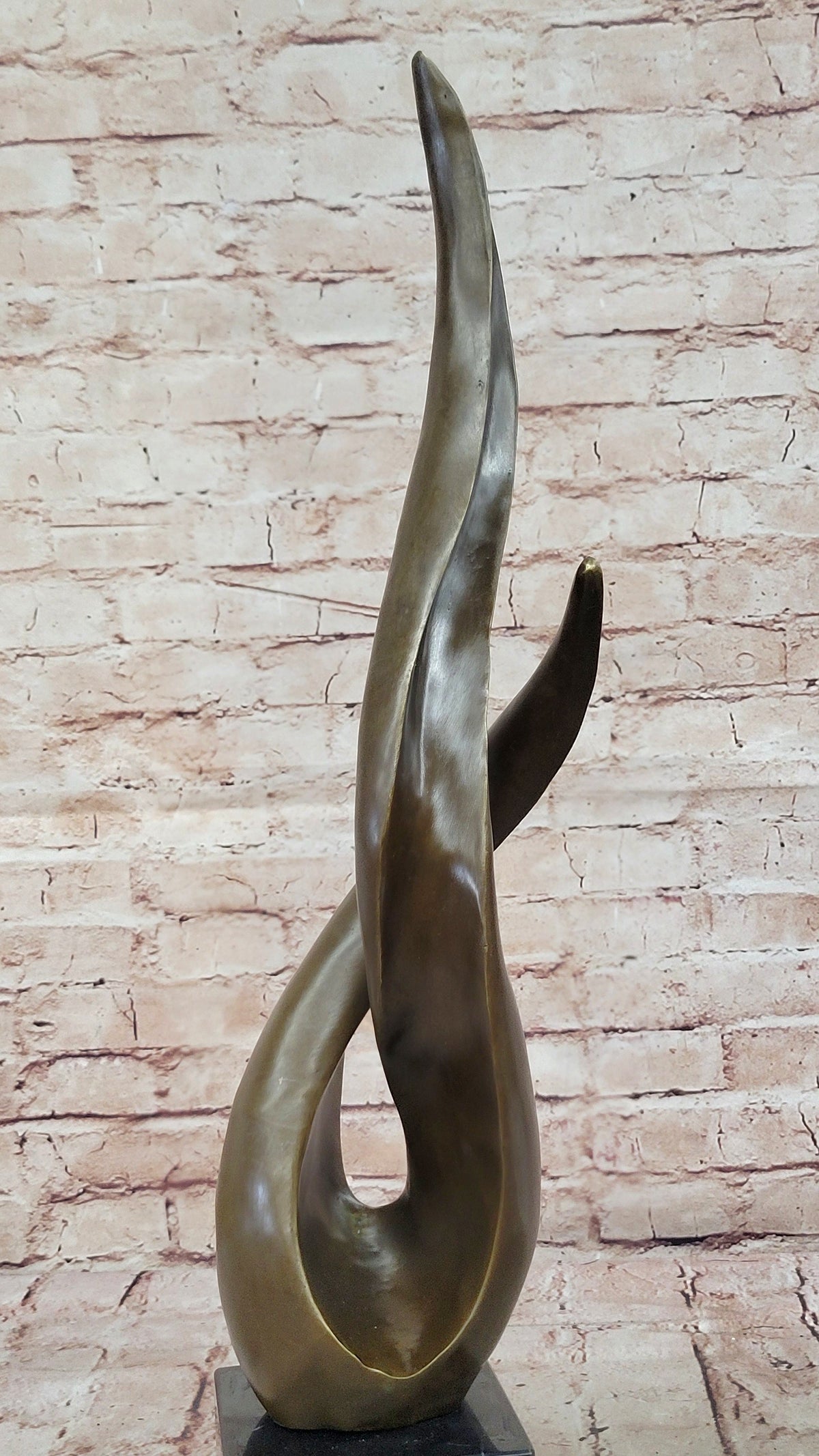 Modern Abstract Bronze Sculpture Fluid Organic Form Art Statue