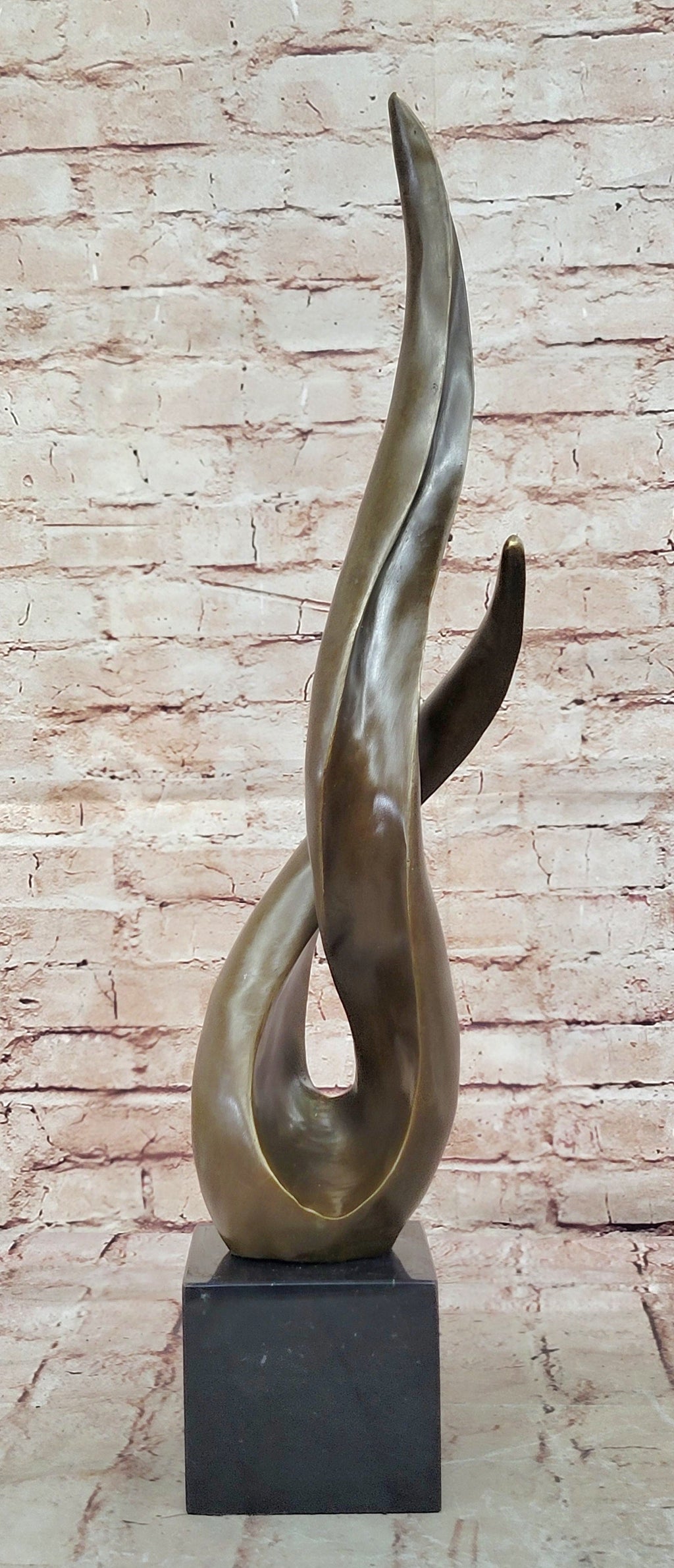 Modern Abstract Bronze Sculpture Fluid Organic Form Art Statue