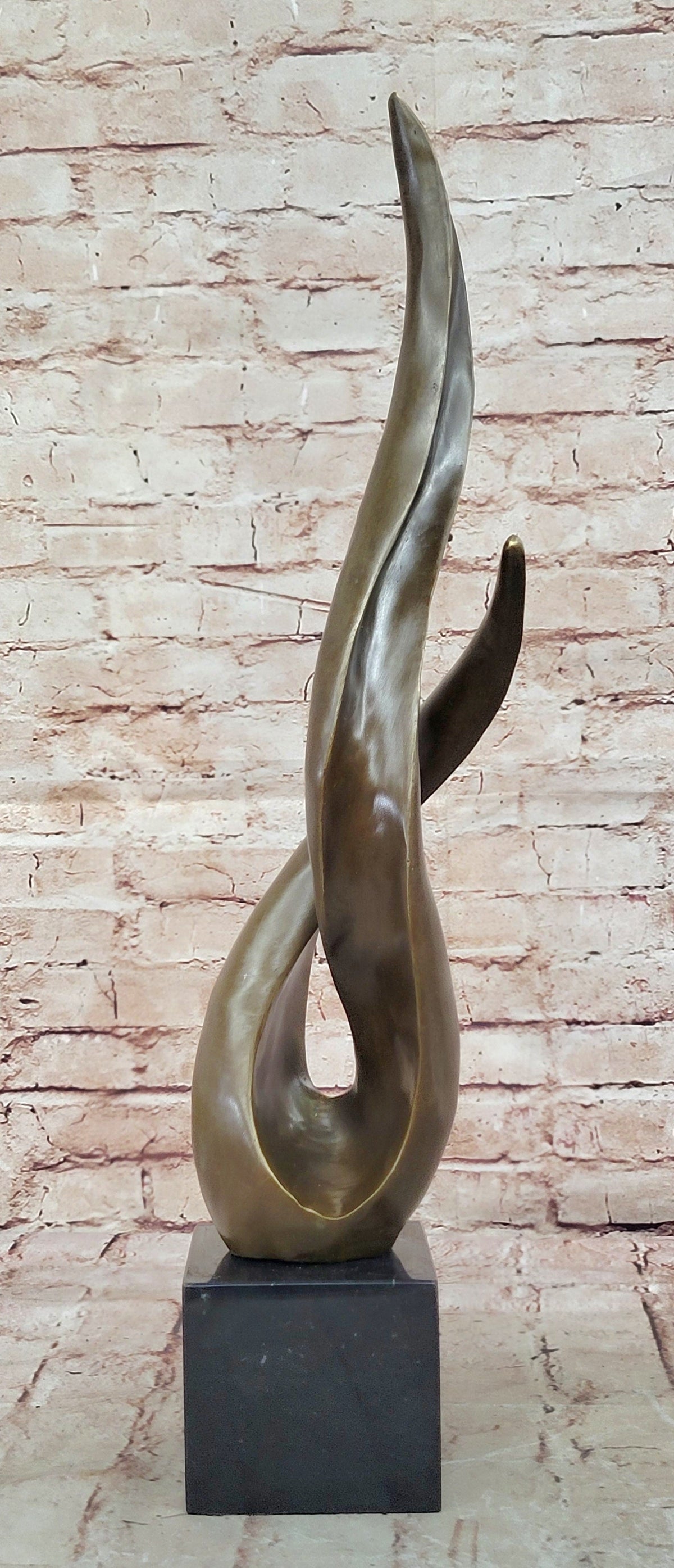 Modern Abstract Bronze Sculpture Fluid Organic Form Art Statue