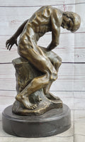 THE FALLEN MAN by Auguste Rodin - Bronze Statue Sculpture on Marble Base