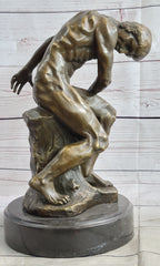 THE FALLEN MAN by Auguste Rodin - Bronze Statue Sculpture on Marble Base