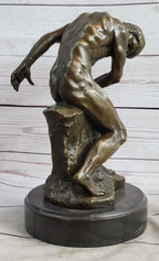 THE FALLEN MAN by Auguste Rodin - Bronze Statue Sculpture on Marble Base