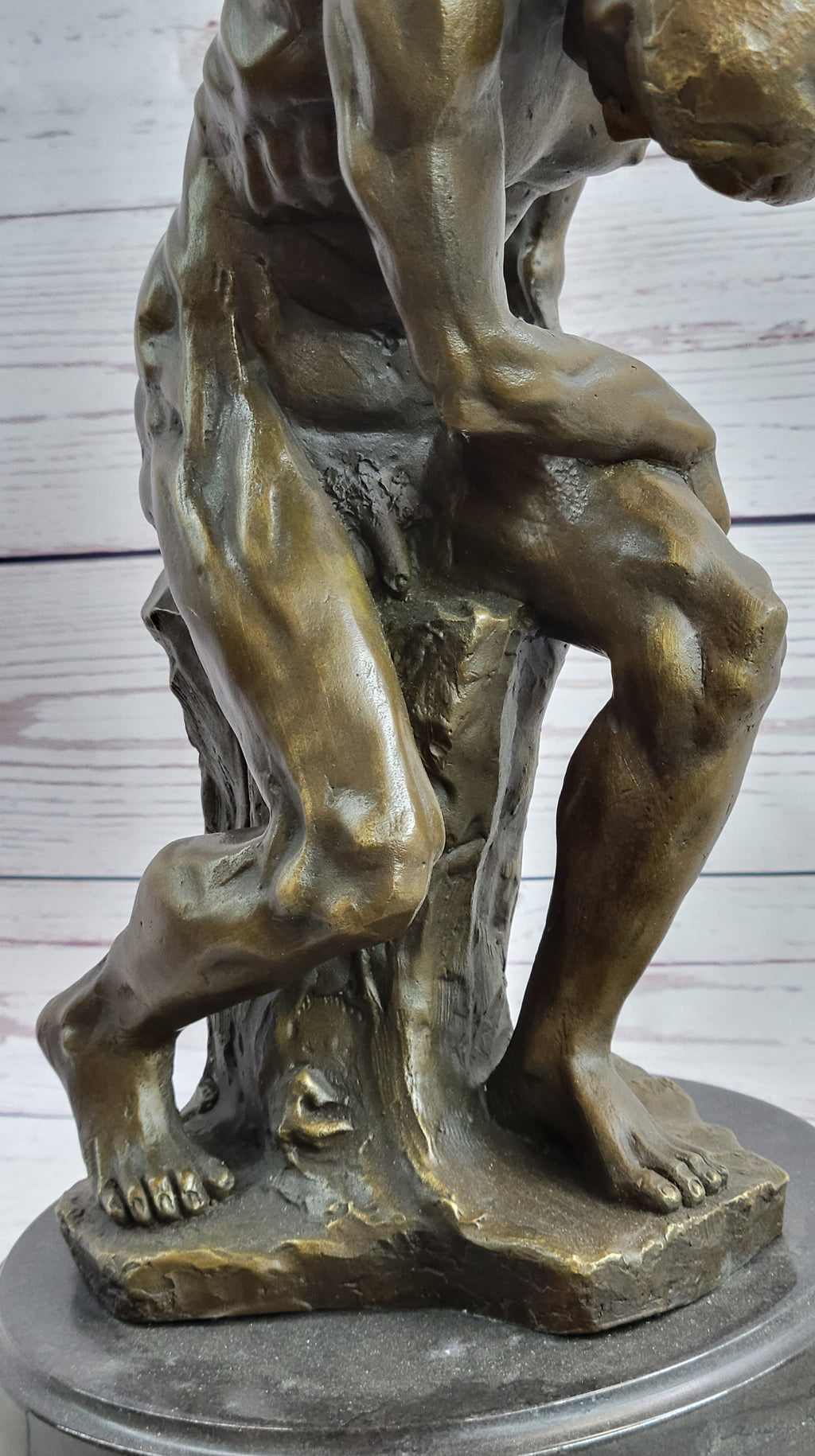 THE FALLEN MAN by Auguste Rodin - Bronze Statue Sculpture on Marble Base