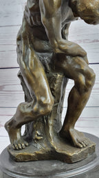 THE FALLEN MAN by Auguste Rodin - Bronze Statue Sculpture on Marble Base