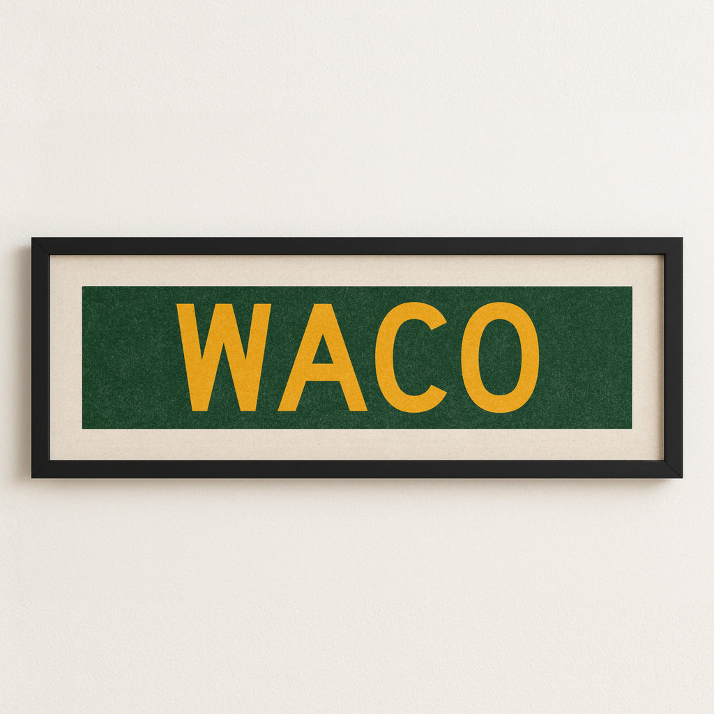Framed Waco Green Bus Scroll