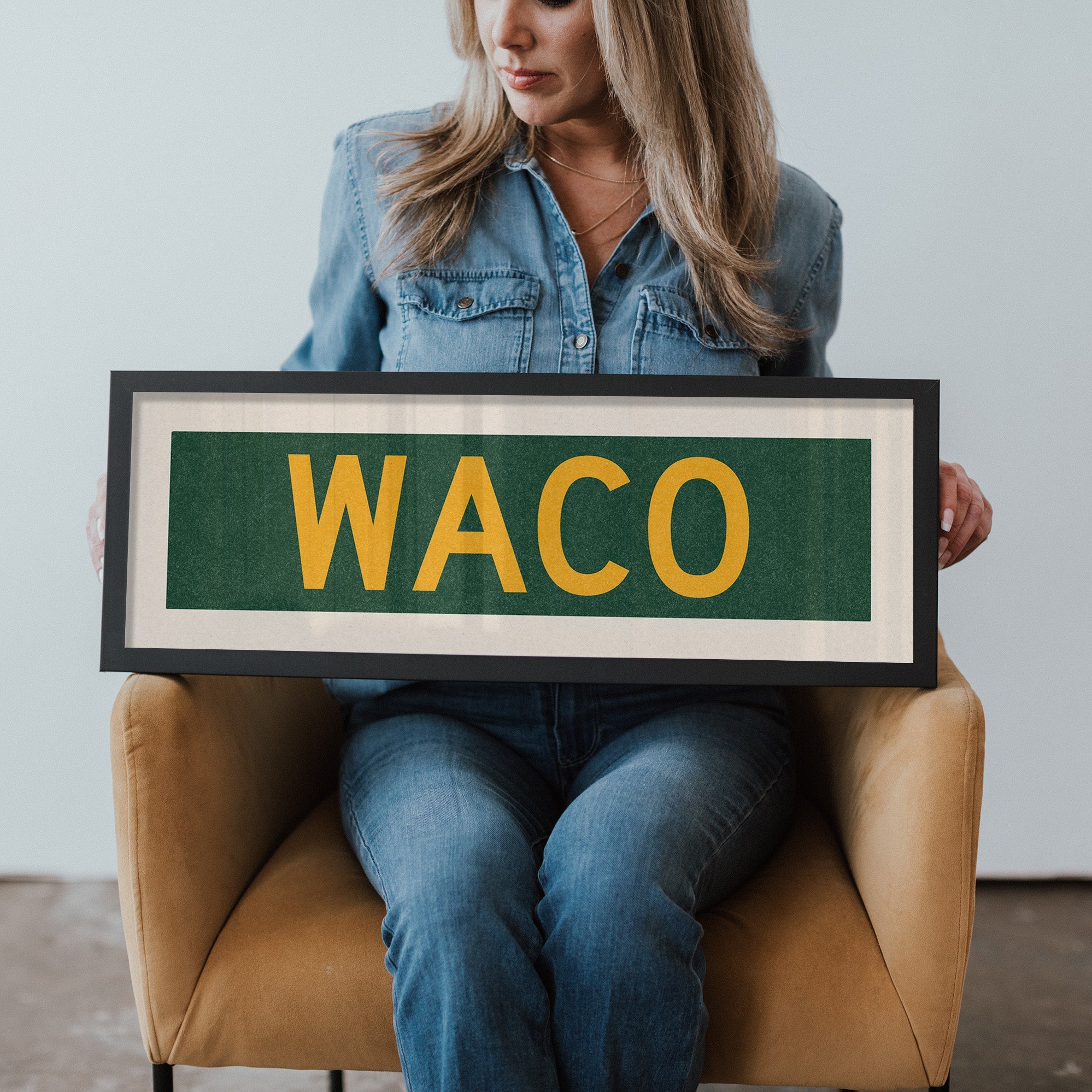 Framed Waco Green Bus Scroll