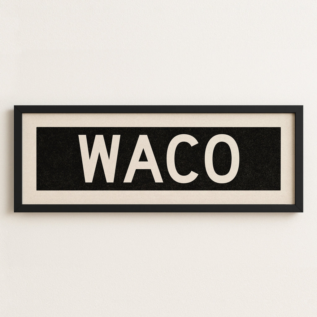 Framed Waco Bus Scroll Sign