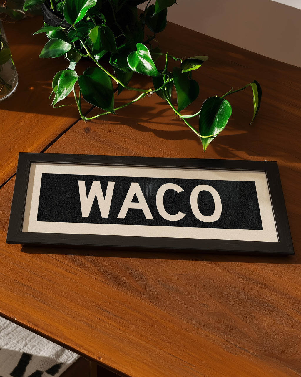 Framed Waco Bus Scroll Sign
