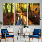 Wall Art Landscape Canvas Print Small River Inside Colorful Forest