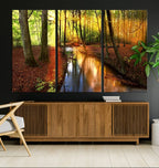 Wall Art Landscape Canvas Print Small River Inside Colorful Forest