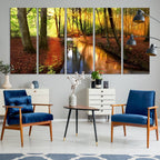 Wall Art Landscape Canvas Print Small River Inside Colorful Forest