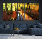 Wall Art Landscape Canvas Print Small River Inside Colorful Forest