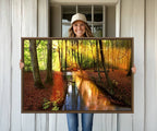 Wall Art Landscape Canvas Print Small River Inside Colorful Forest