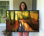 Wall Art Landscape Canvas Print Small River Inside Colorful Forest