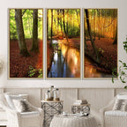 Wall Art Landscape Canvas Print Small River Inside Colorful Forest