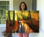 Wall Art Landscape Canvas Print Small River Inside Colorful Forest