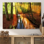 Wall Art Landscape Canvas Print Small River Inside Colorful Forest