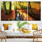 Wall Art Landscape Canvas Print Small River Inside Colorful Forest