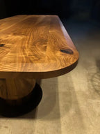 Solid Walnut Wood Edge Glued Dining Table With Wooden Tulip Legs