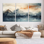 Watercolor Abstract Misty Mountain Wall Art Canvas Print