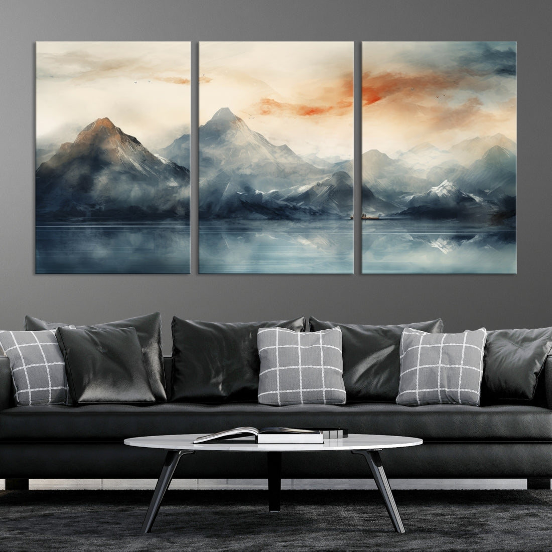 Watercolor Abstract Misty Mountain Wall Art Canvas Print