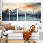 Watercolor Abstract Misty Mountain Wall Art Canvas Print
