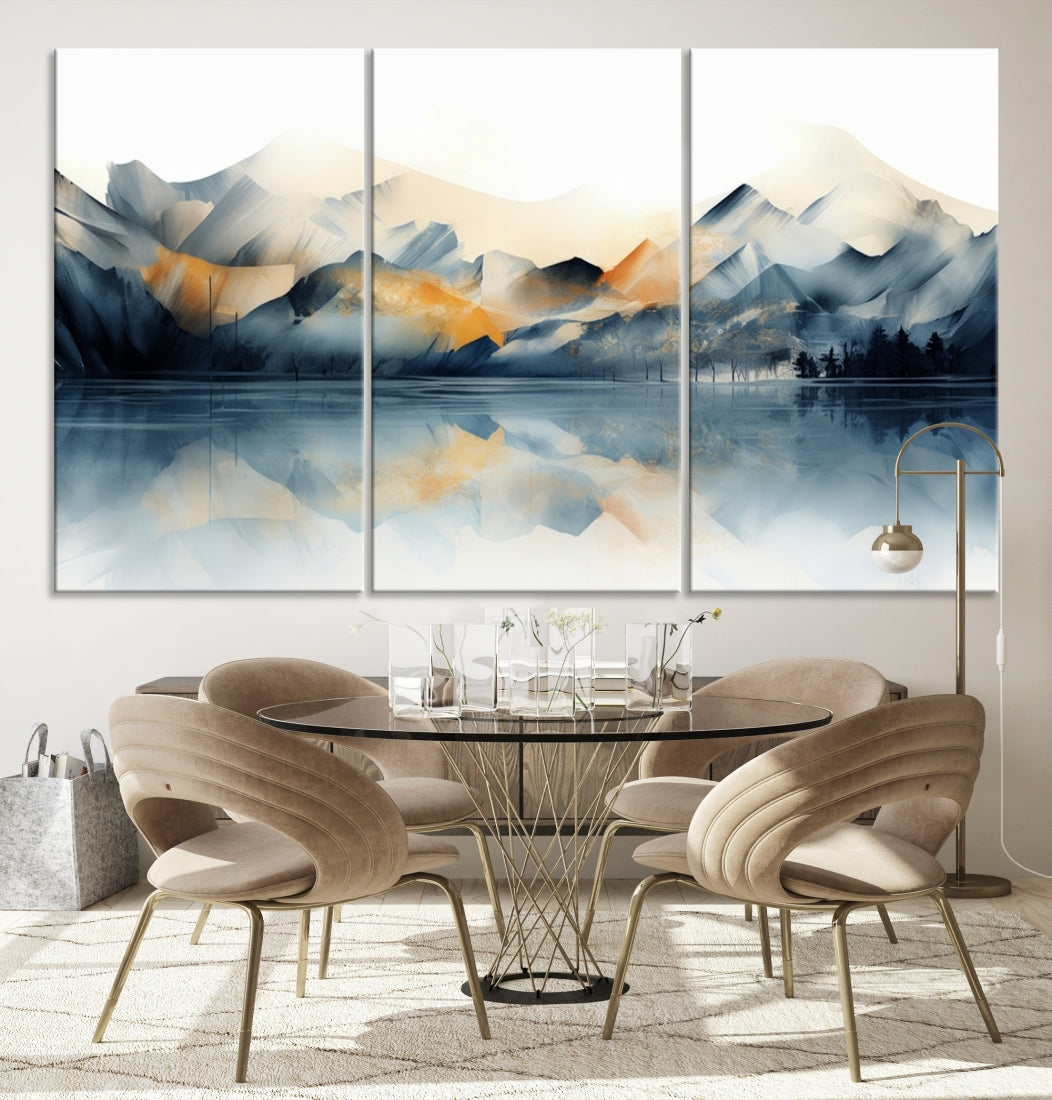 Watercolor Abstract Mountain Lake Wall Art Canvas Print