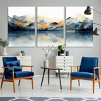 Watercolor Abstract Mountain Lake Wall Art Canvas Print