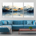Watercolor Abstract Mountain Lake Wall Art Canvas Print