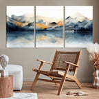 Watercolor Abstract Mountain Lake Wall Art Canvas Print