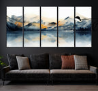 Watercolor Abstract Mountain Lake Wall Art Canvas Print