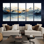Watercolor Abstract Mountain Lake Wall Art Canvas Print