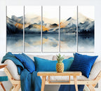 Watercolor Abstract Mountain Lake Wall Art Canvas Print