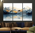 Watercolor Abstract Mountain Lake Wall Art Canvas Print