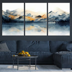 Watercolor Abstract Mountain Lake Wall Art Canvas Print