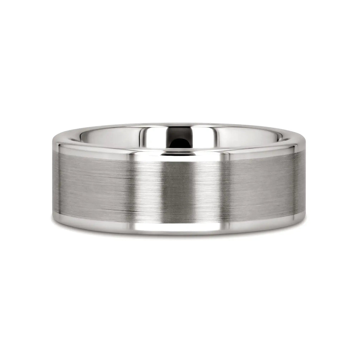 WAYNE Flat White Tungsten Wedding Band with Brushed Finished Center - 4mm - 8mm