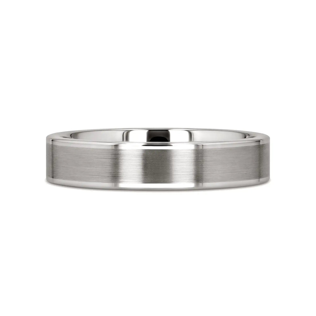 WAYNE Flat White Tungsten Wedding Band with Brushed Finished Center - 4mm - 8mm