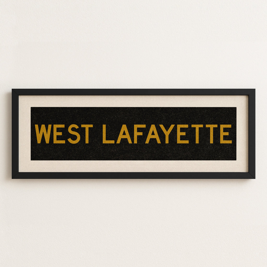 Framed West Lafayette Black and Gold Bus Scroll