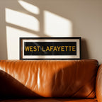 Framed West Lafayette Black and Gold Bus Scroll