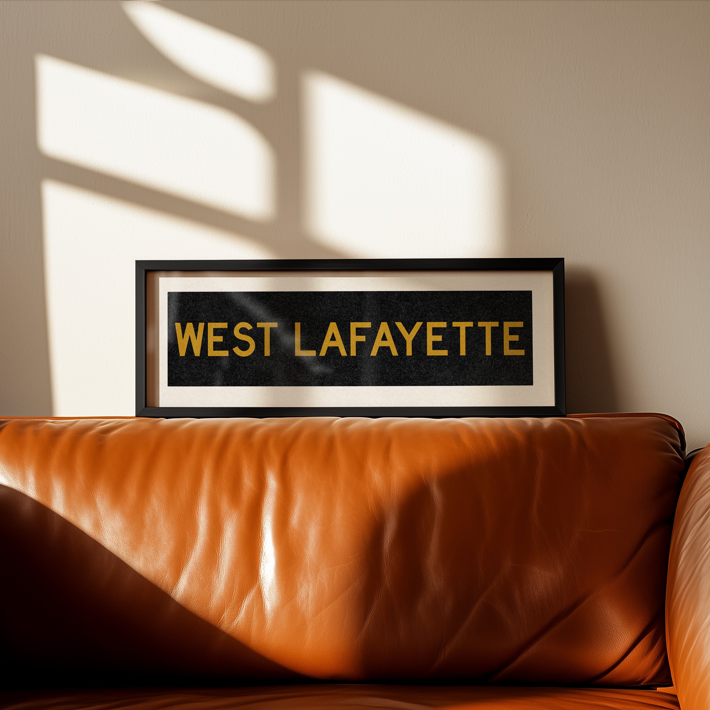 Framed West Lafayette Black and Gold Bus Scroll