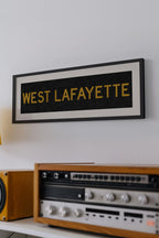 Framed West Lafayette Black and Gold Bus Scroll