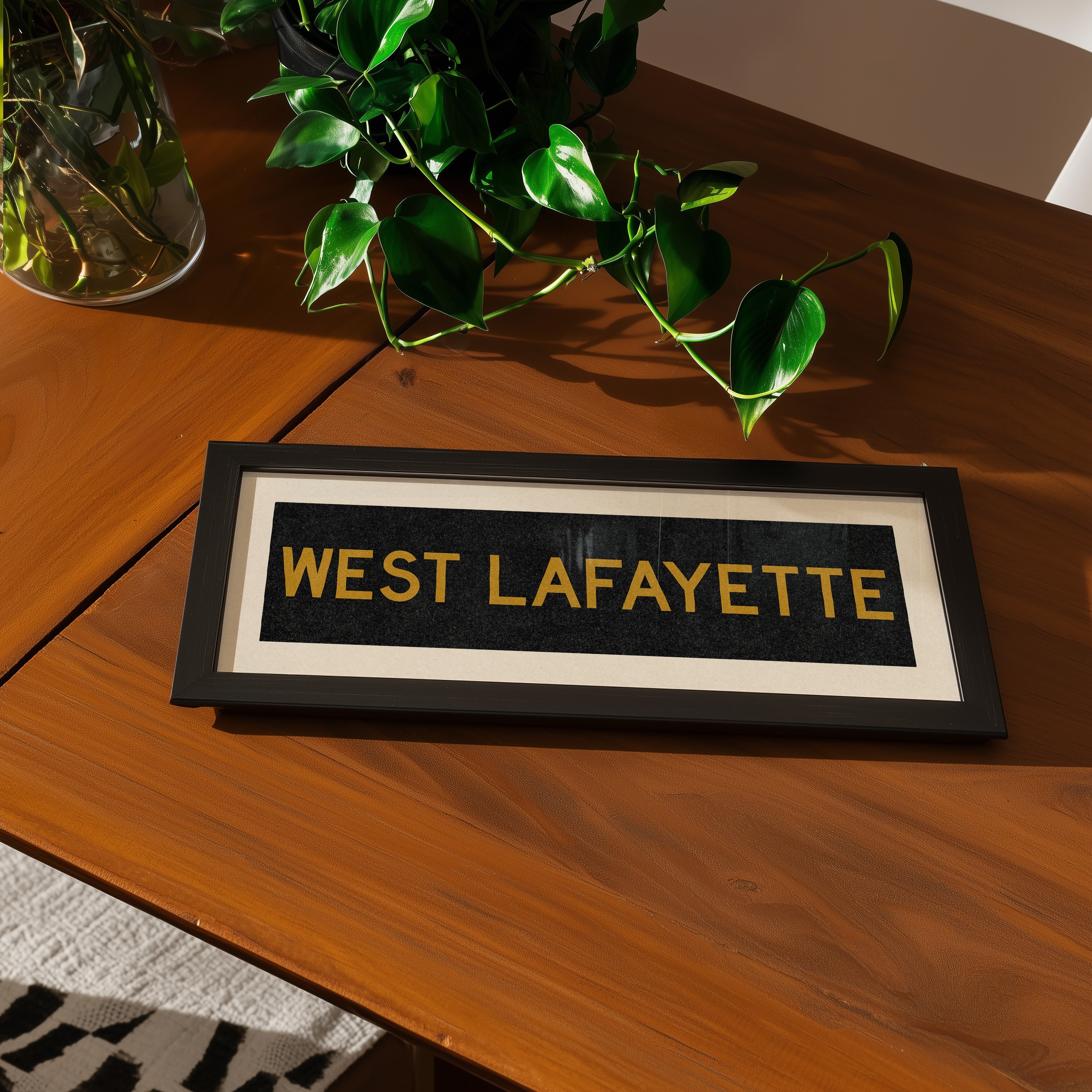 Framed West Lafayette Black and Gold Bus Scroll
