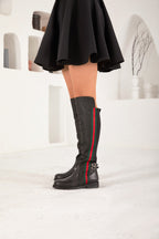 The Gallant Black Leather Knee-High Boot