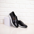 The Luxe Black Buffalo Leather Women Sneaker