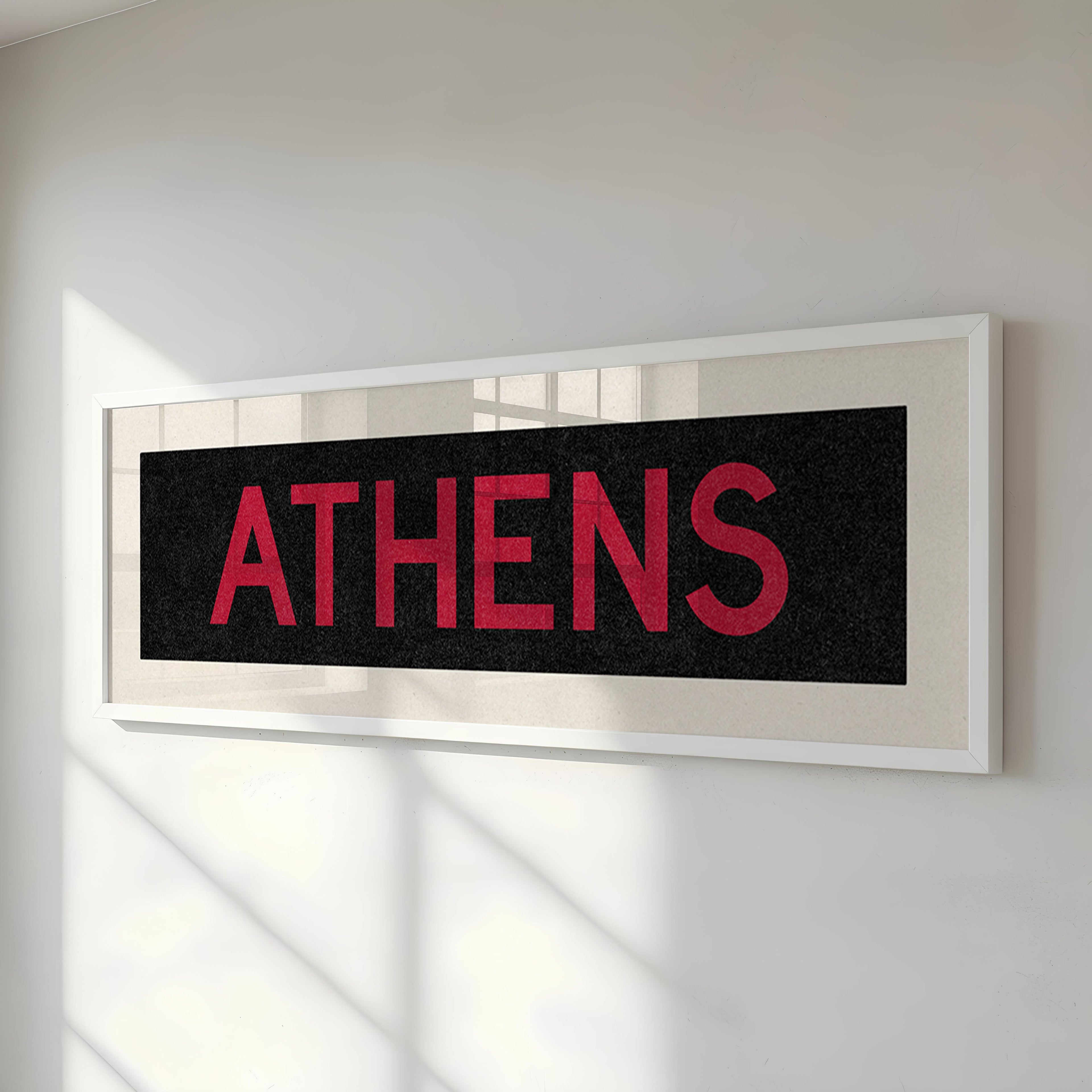 Framed Athens Red and Black Bus Scroll