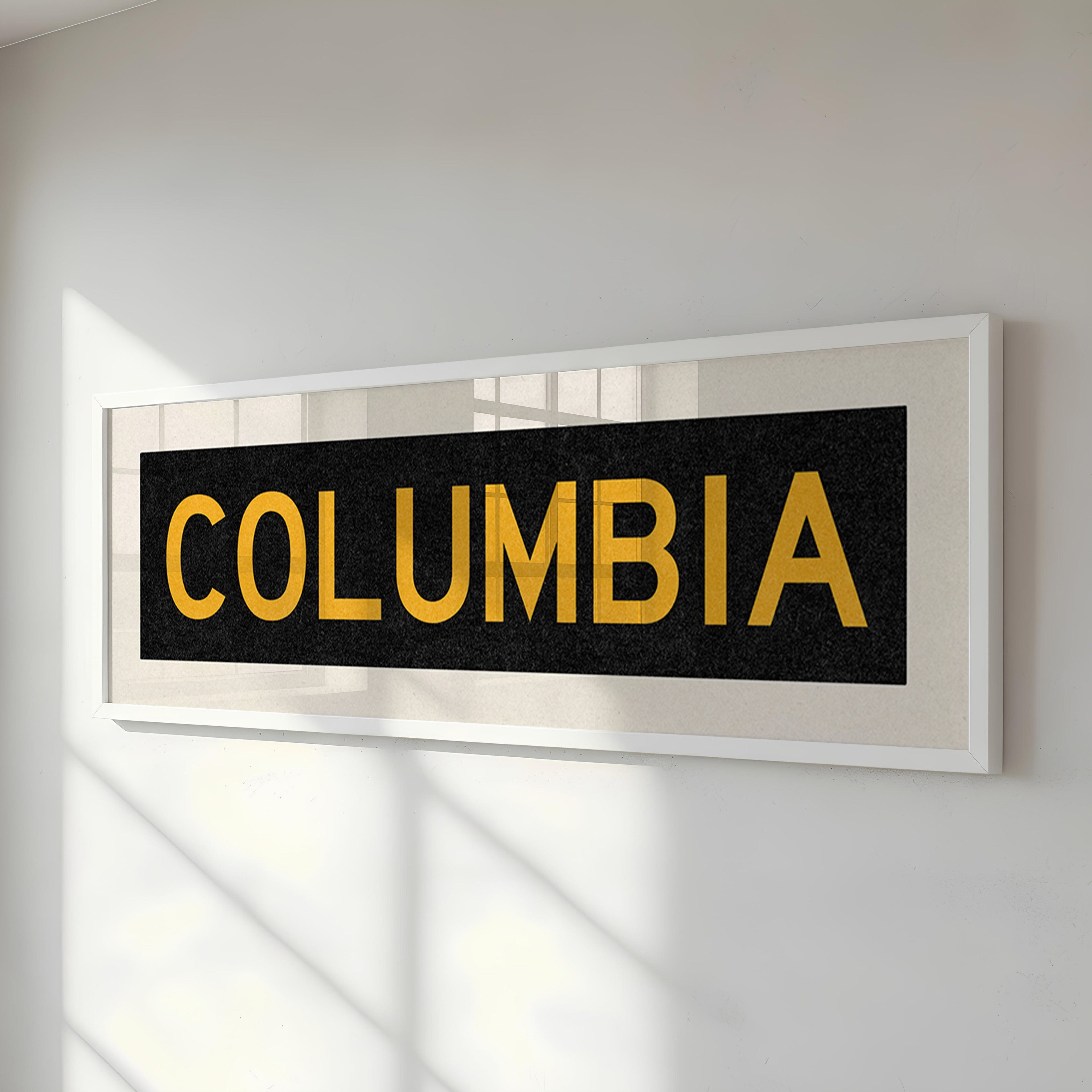 Framed Columbia Black and Gold Bus Scroll