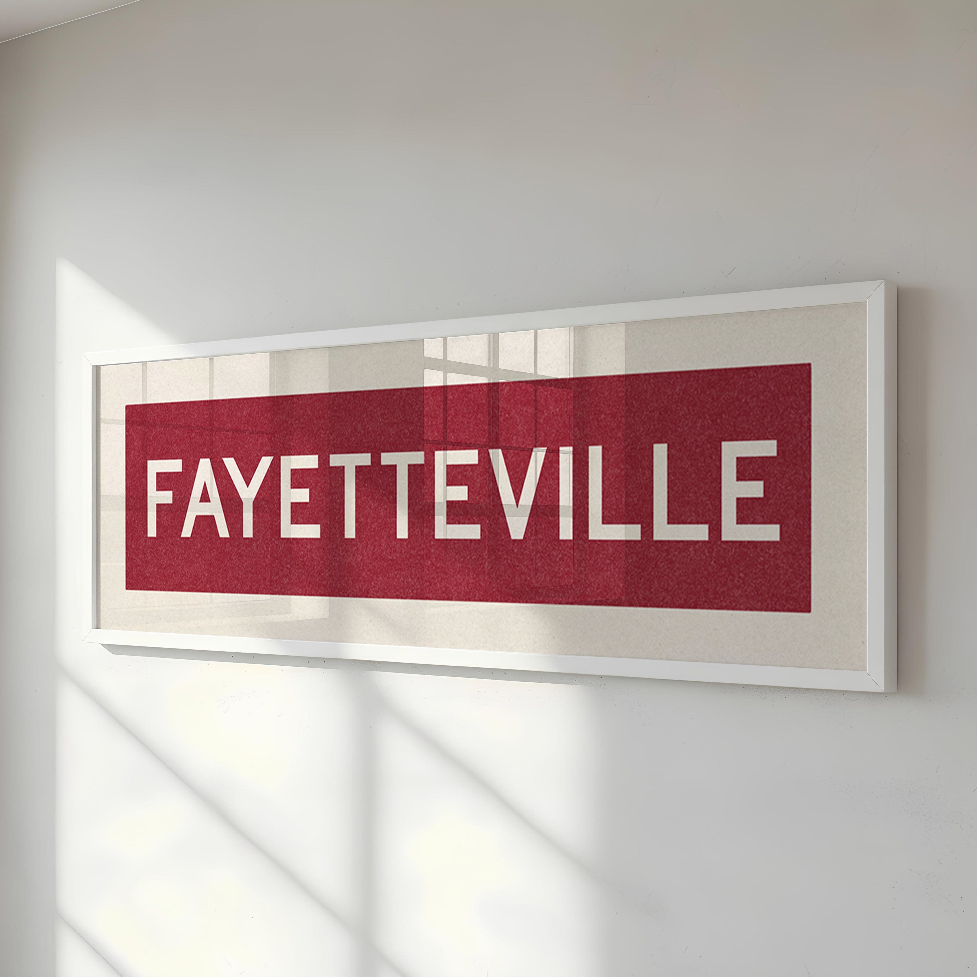 Framed Fayetteville Red Bus Scroll