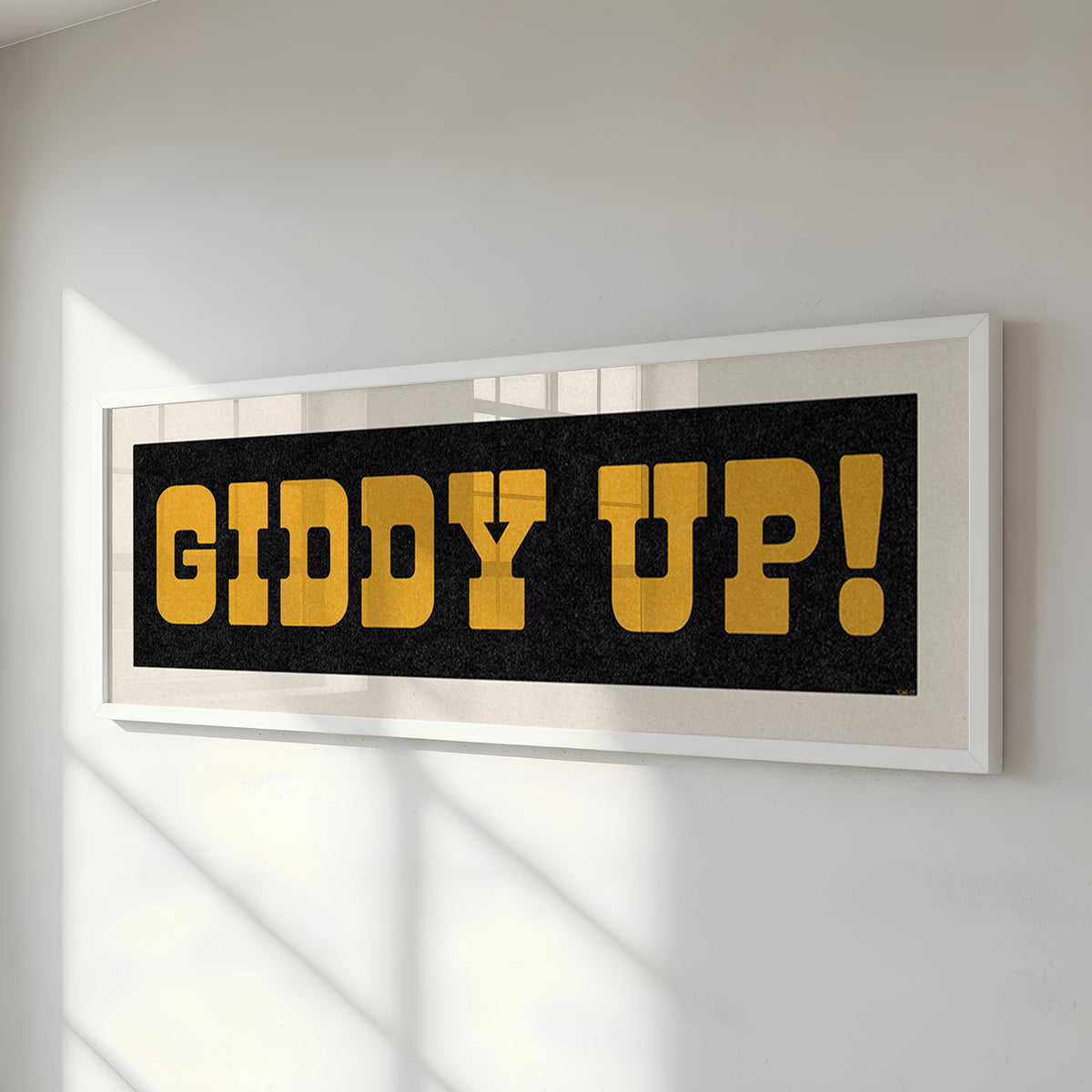 Framed GIDDY UP! Sign Black & Gold Art Print